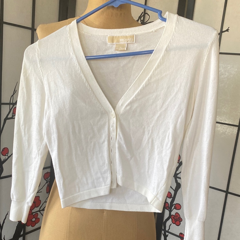 Michael Kors Cream Button-Up Cardigan